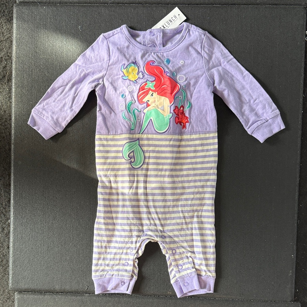 Disney Ariel Lavender Striped Kids Footie